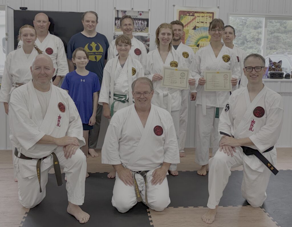 Group photo from the Ueshiro Northfield and Ueshiro Carleton combined karate testing